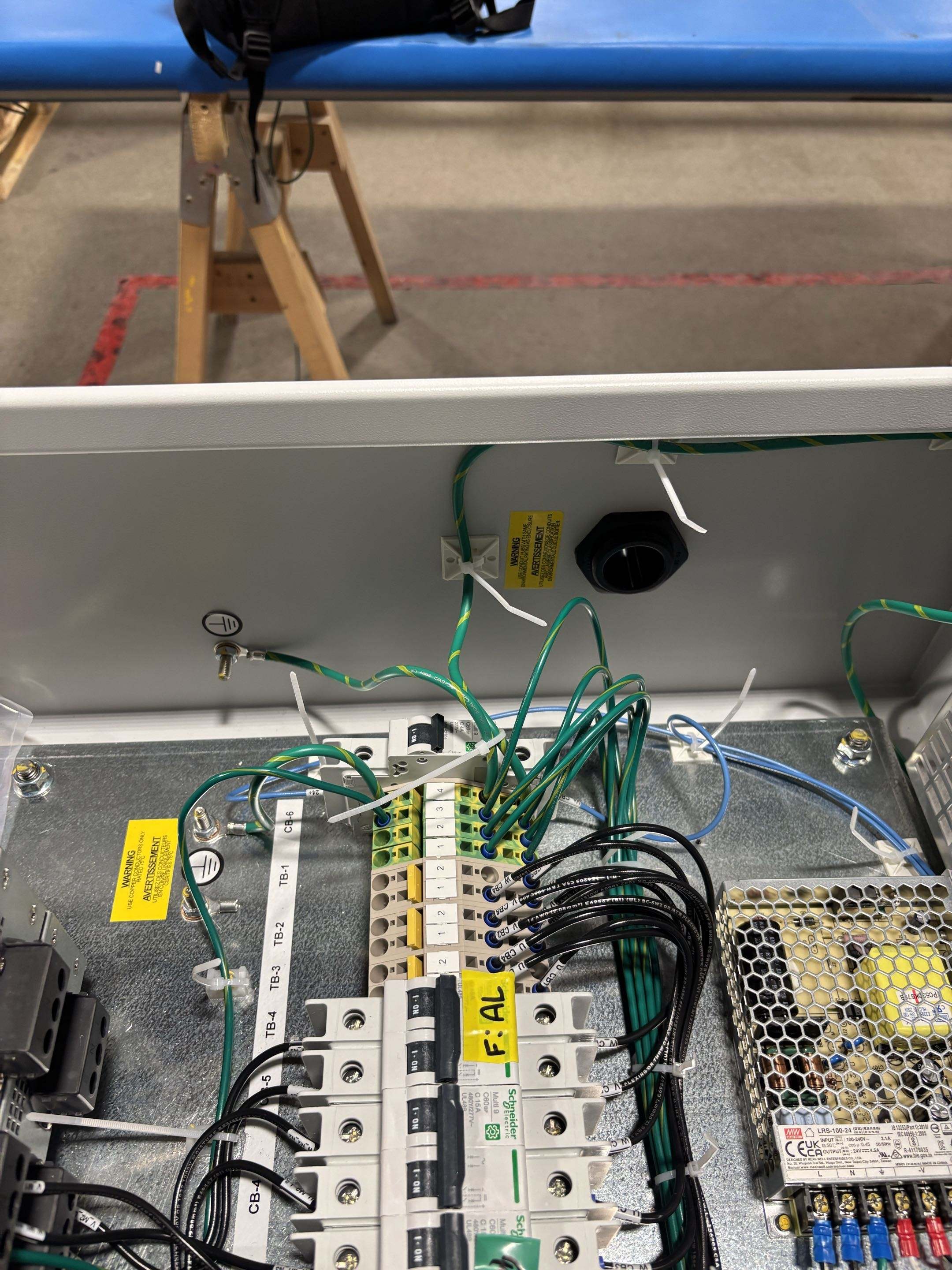 Control panel terminal blocks and wiring
